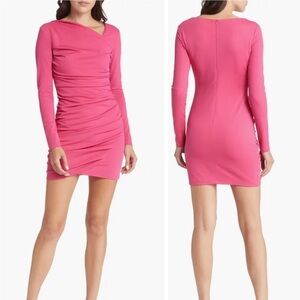 Nordstrom Pink Long-Sleeve Ruched Bodycon Dress